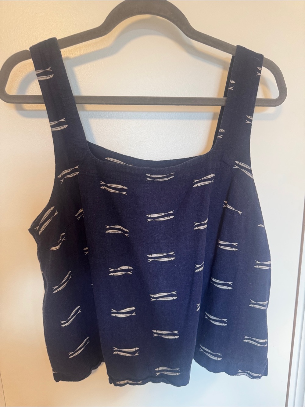 A New Day Navy Sleeveless Square-Neck Printed Tank Top L